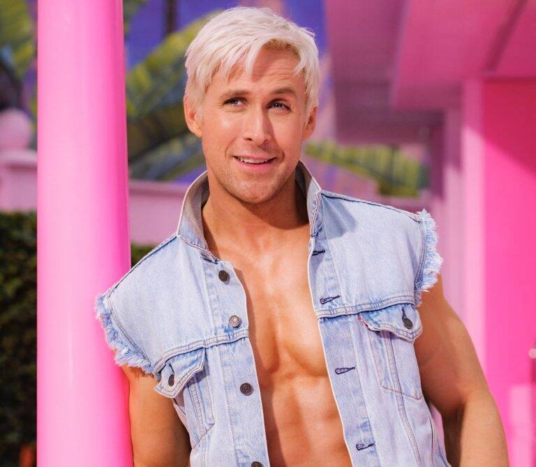 Ryan Gosling appears tanned in first image with Ken in the movie “Barbie”