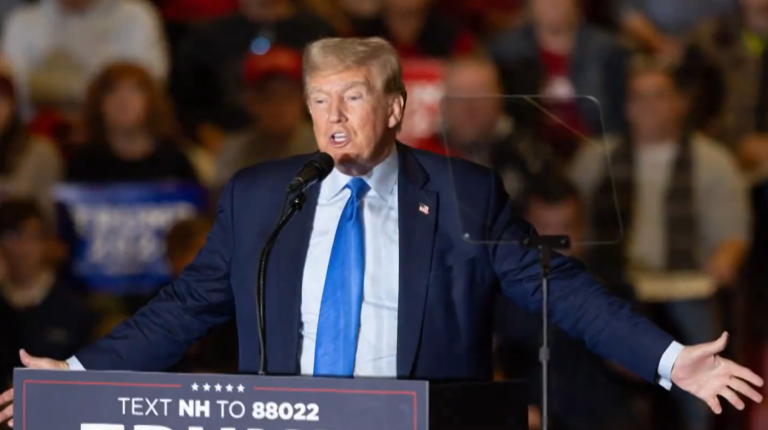 Trump leaves court during the conclusion of E. Jean Carroll’s defense arguments